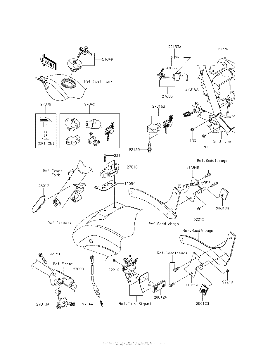 Diagrama de IGNITION SWITCH LOCKS REFLECTORS