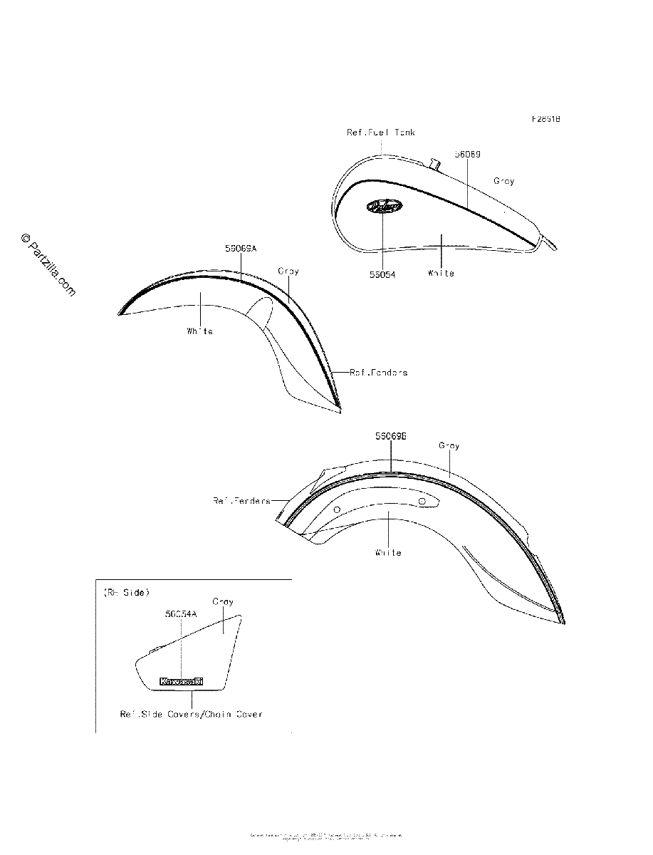 Diagrama de DECALS WHITE GRAY BFF