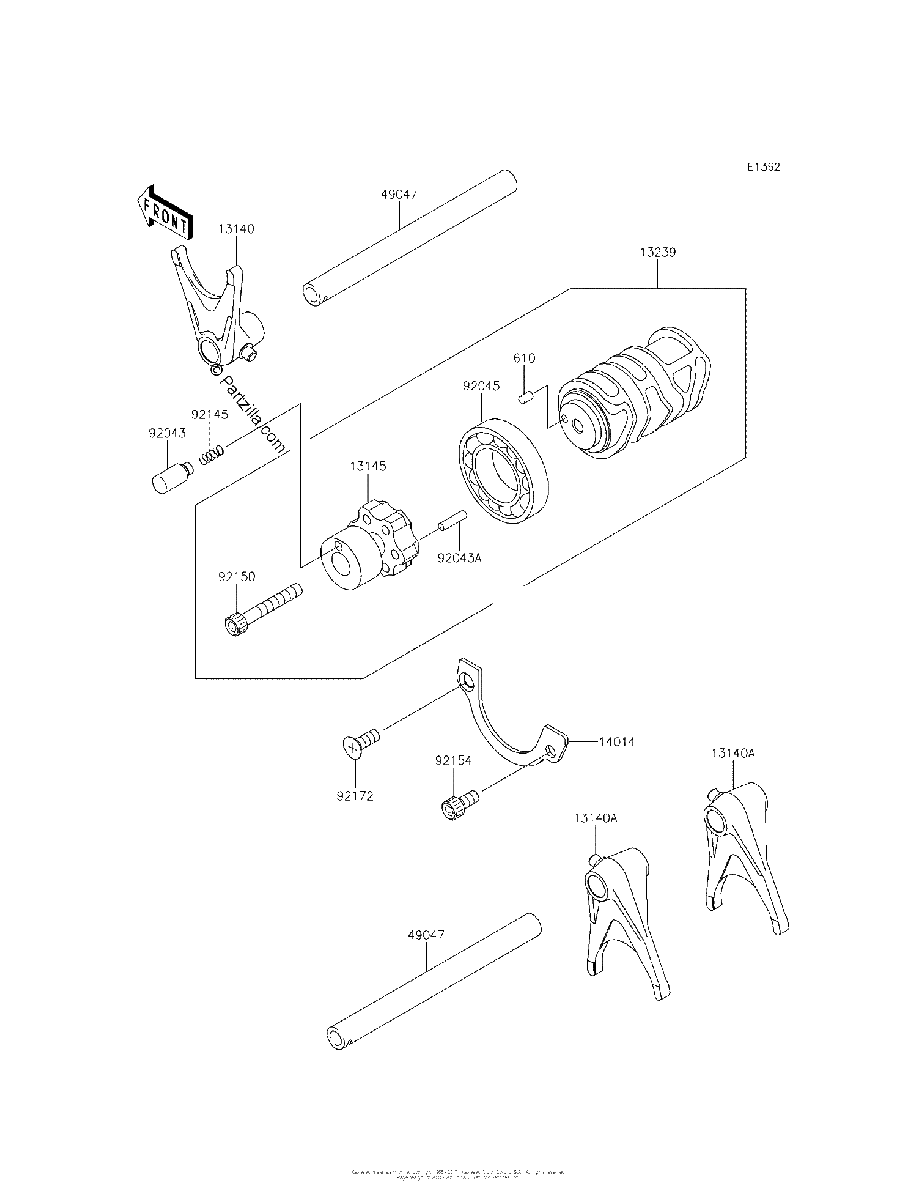 Diagrama de GEAR CHANGE DRUM SHIFT FORK S