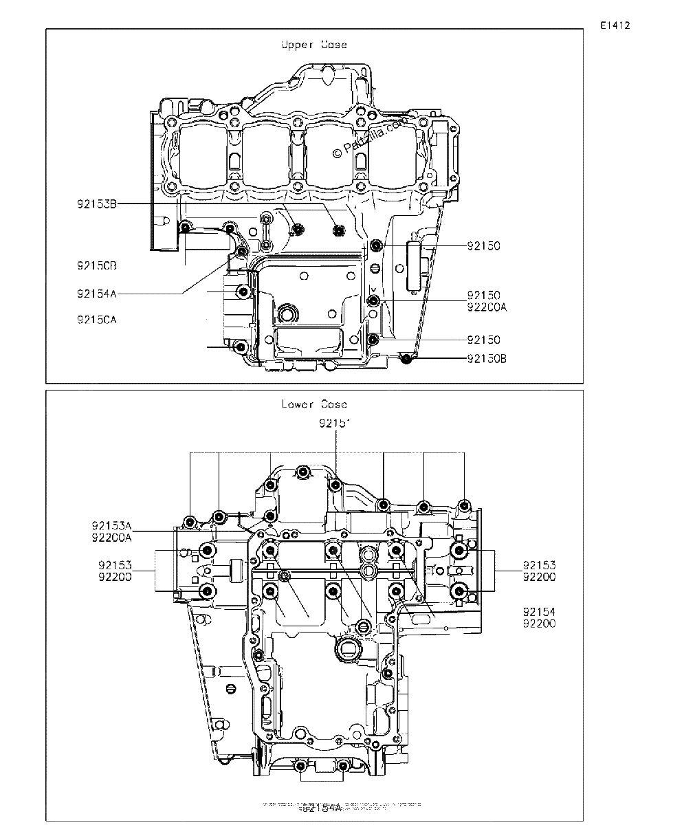 Diagrama de CRANKCASE BOLT PATTERN