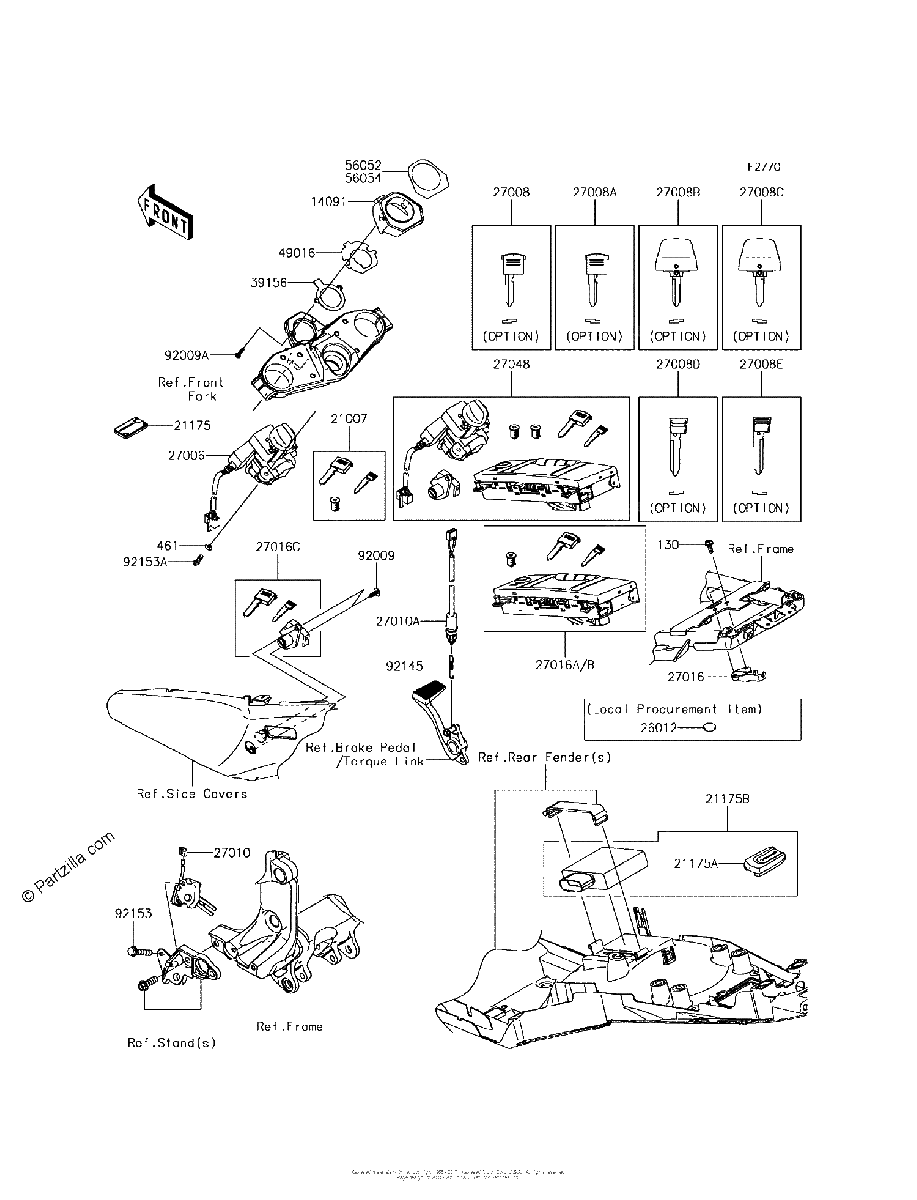 Diagrama de IGNITION SWITCH LOCKS REFLECTORS
