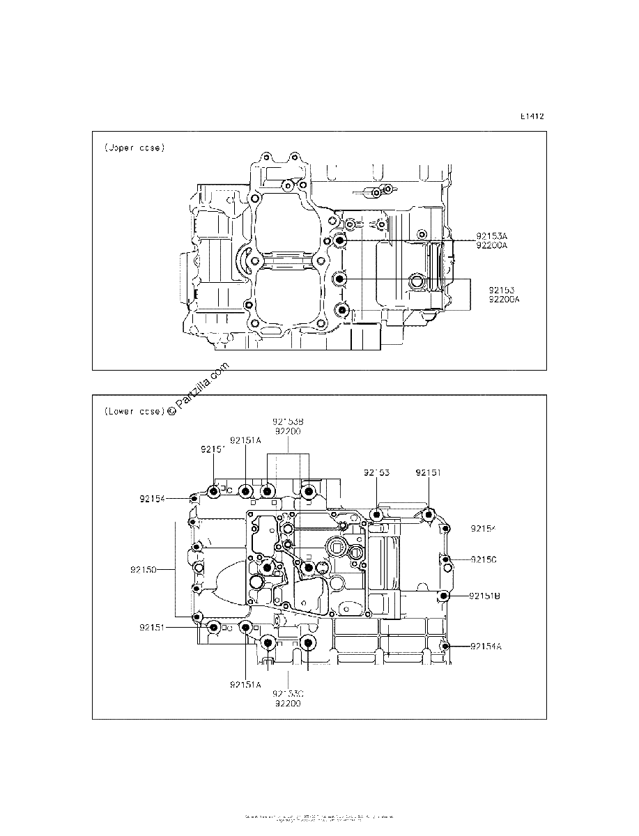 Diagrama de CRANKCASE BOLT PATTERN