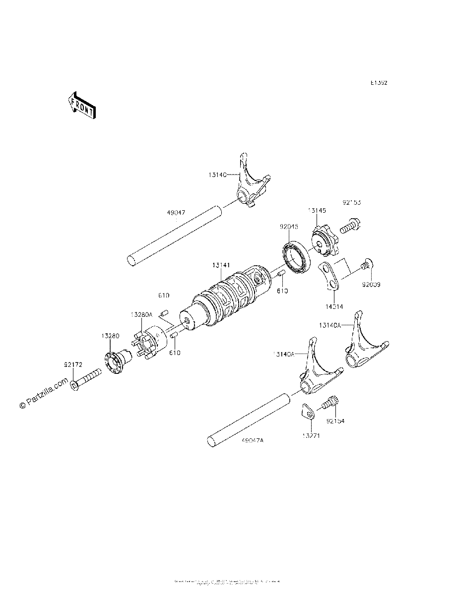 Diagrama de GEAR CHANGE DRUM SHIFT FORK S