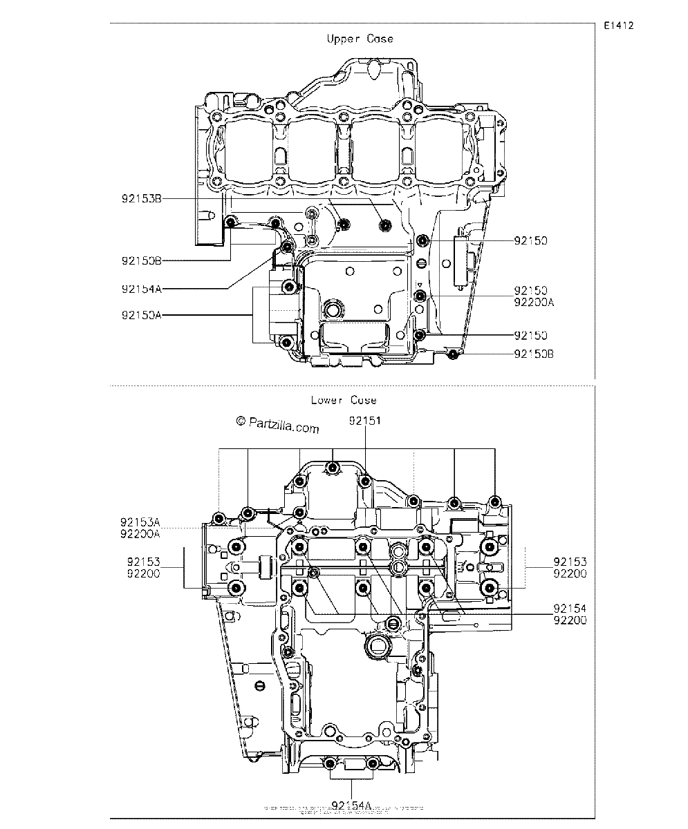 Diagrama de CRANKCASE BOLT PATTERN