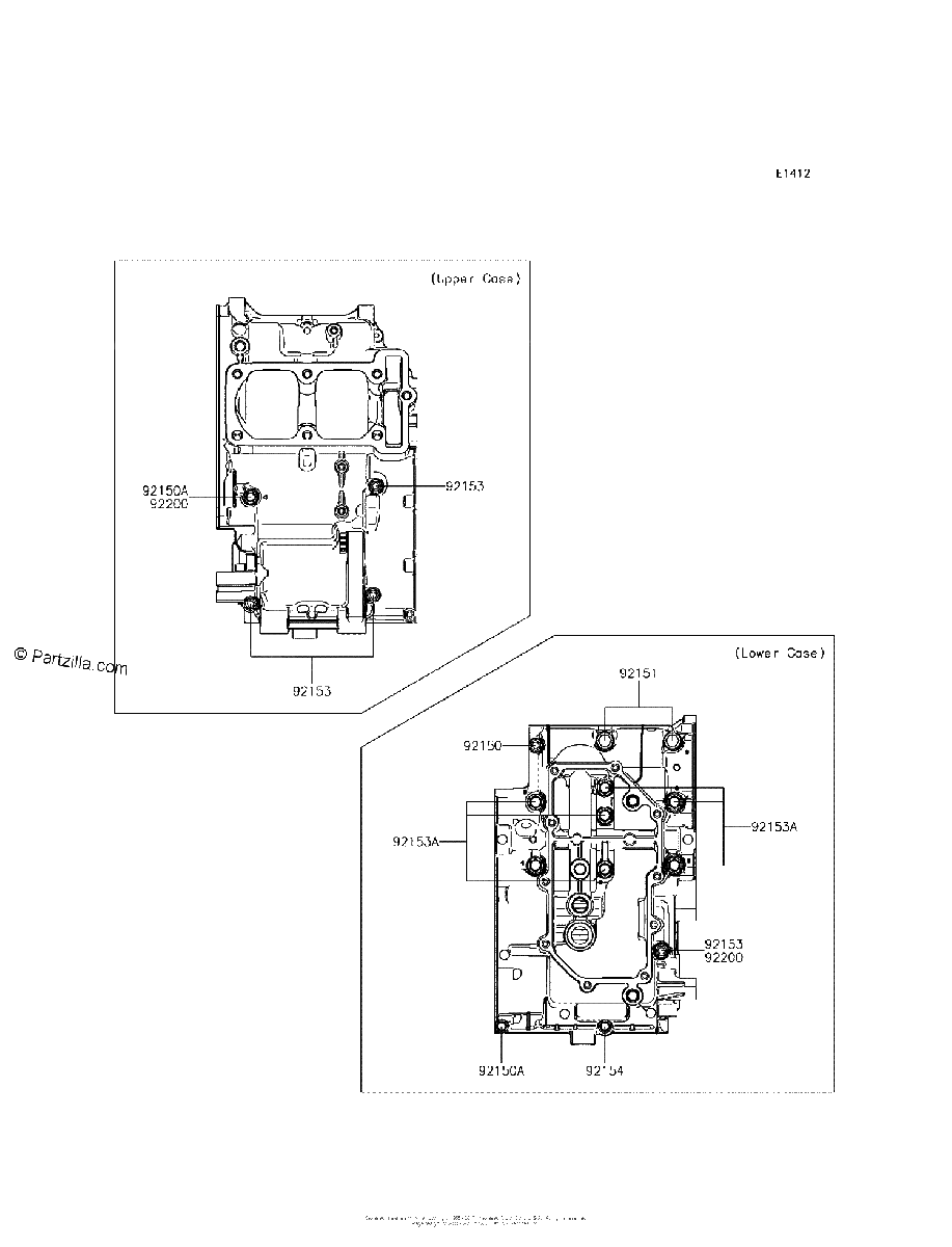 Diagrama de CRANKCASE BOLT PATTERN