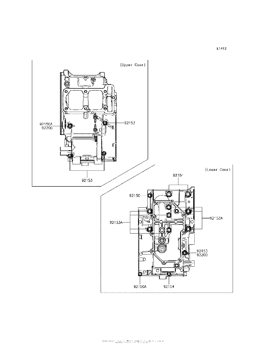 Diagrama de CRANKCASE BOLT PATTERN