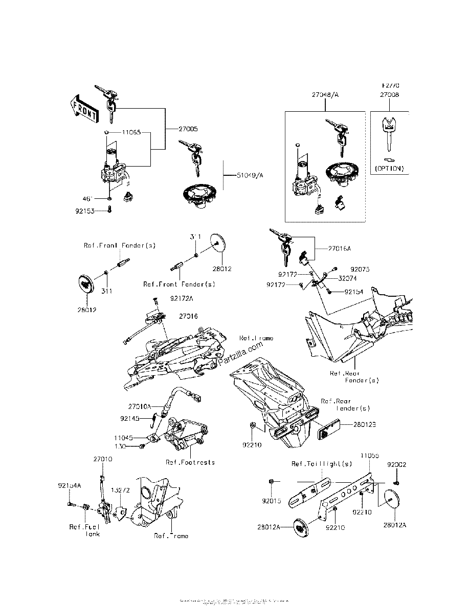 Diagrama de IGNITION SWITCH LOCKS REFLECTORS