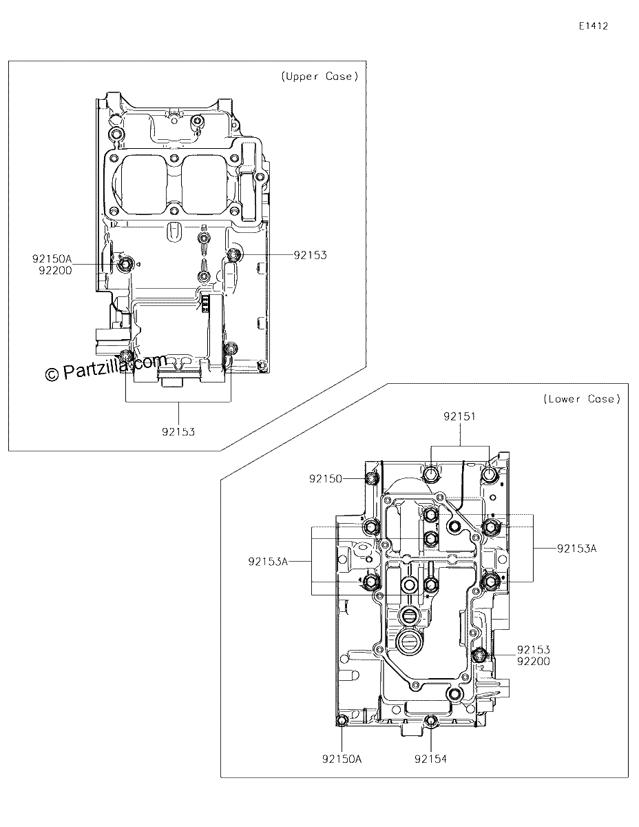 Diagrama de CRANKCASE BOLT PATTERN EX300AEA99329