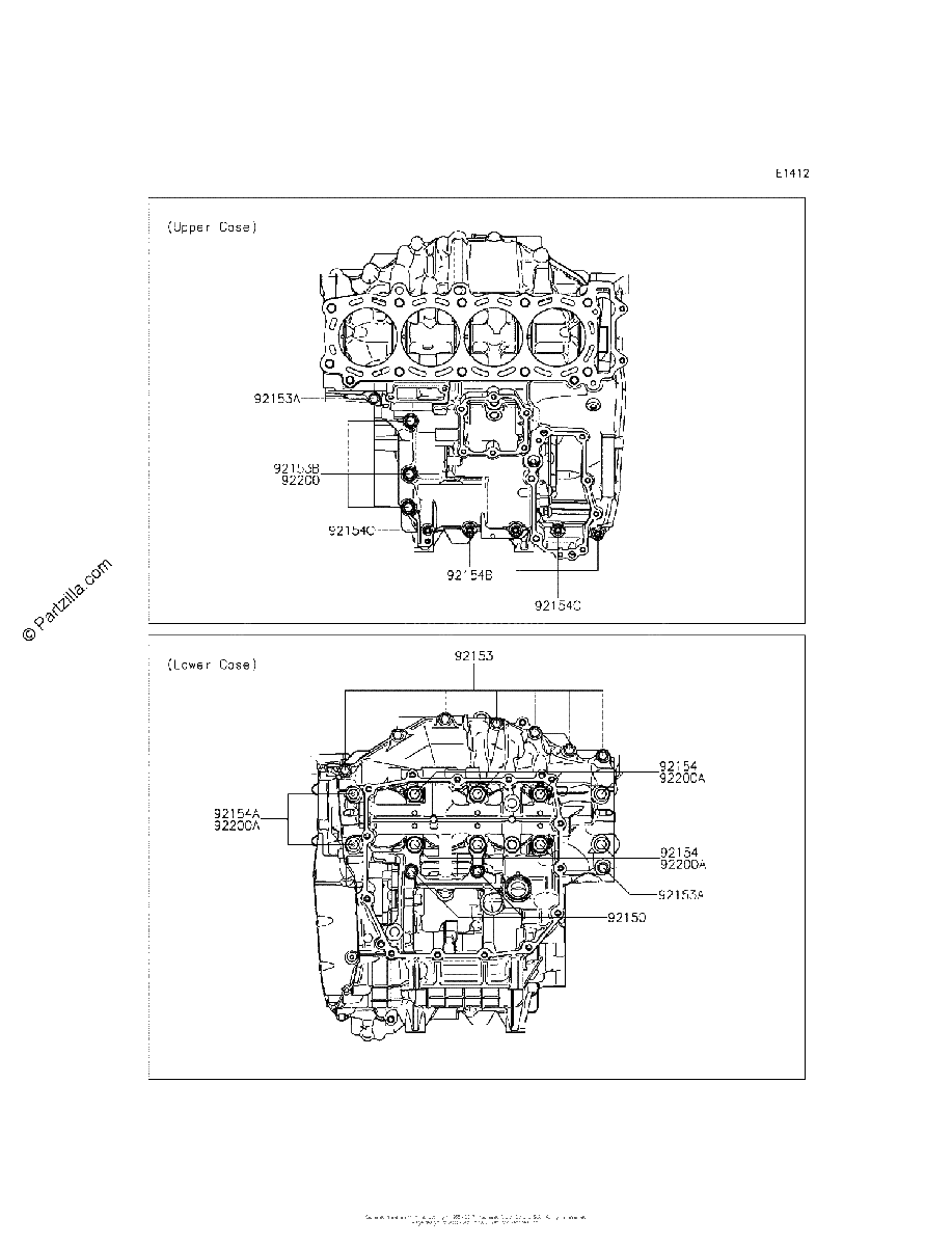 Diagrama de CRANKCASE BOLT PATTERN