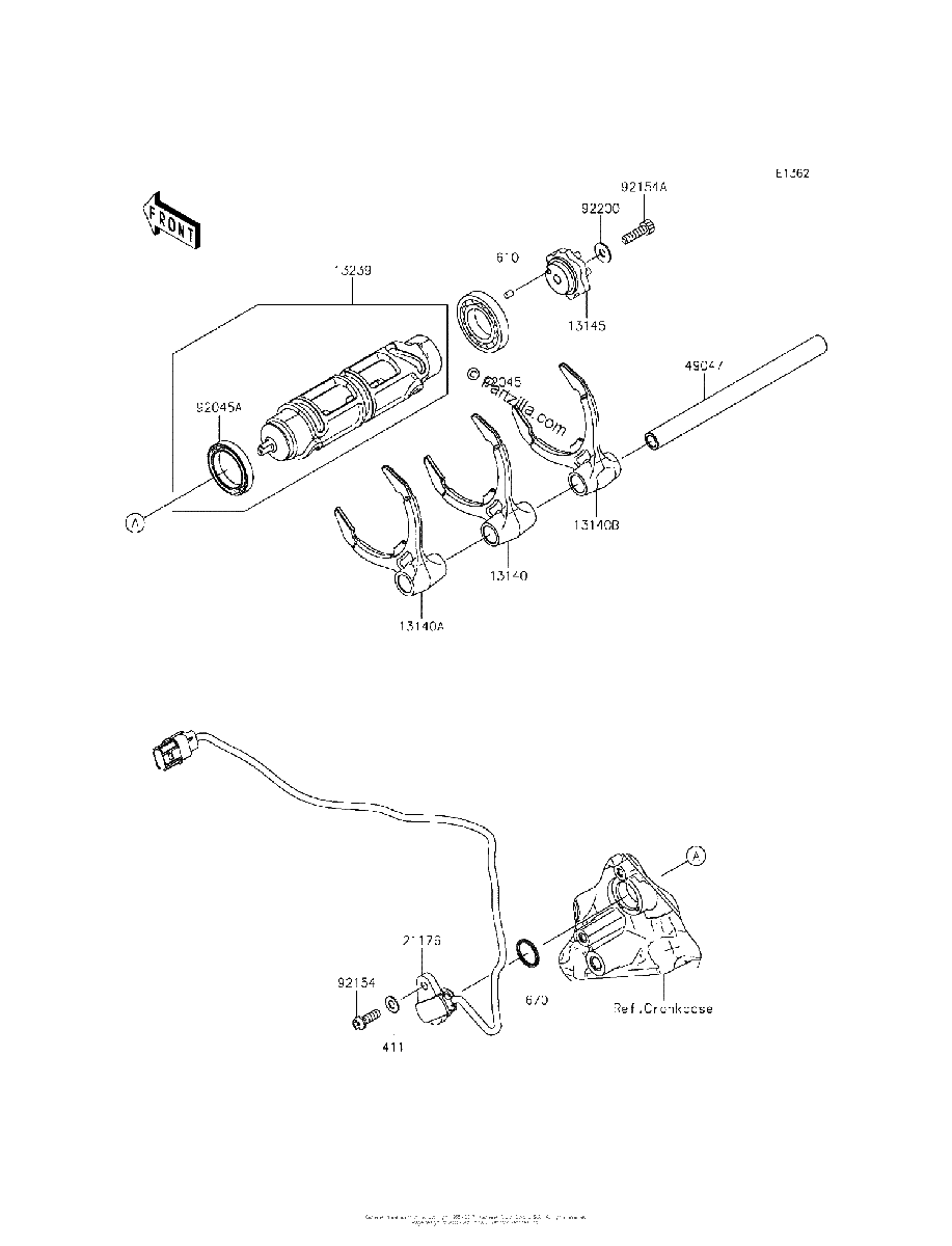 Diagrama de GEAR CHANGE DRUM SHIFT FORK S