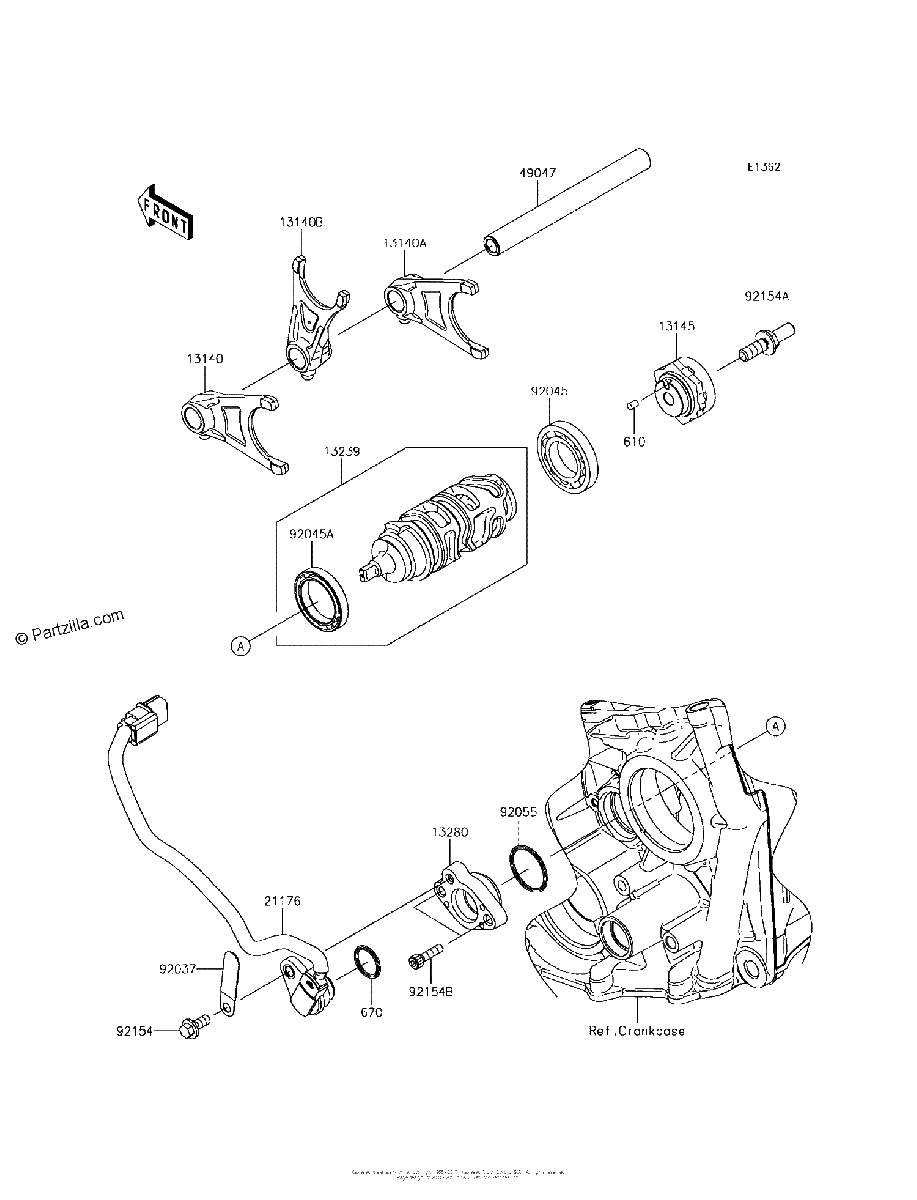 Diagrama de GEAR CHANGE DRUM SHIFT FORK S