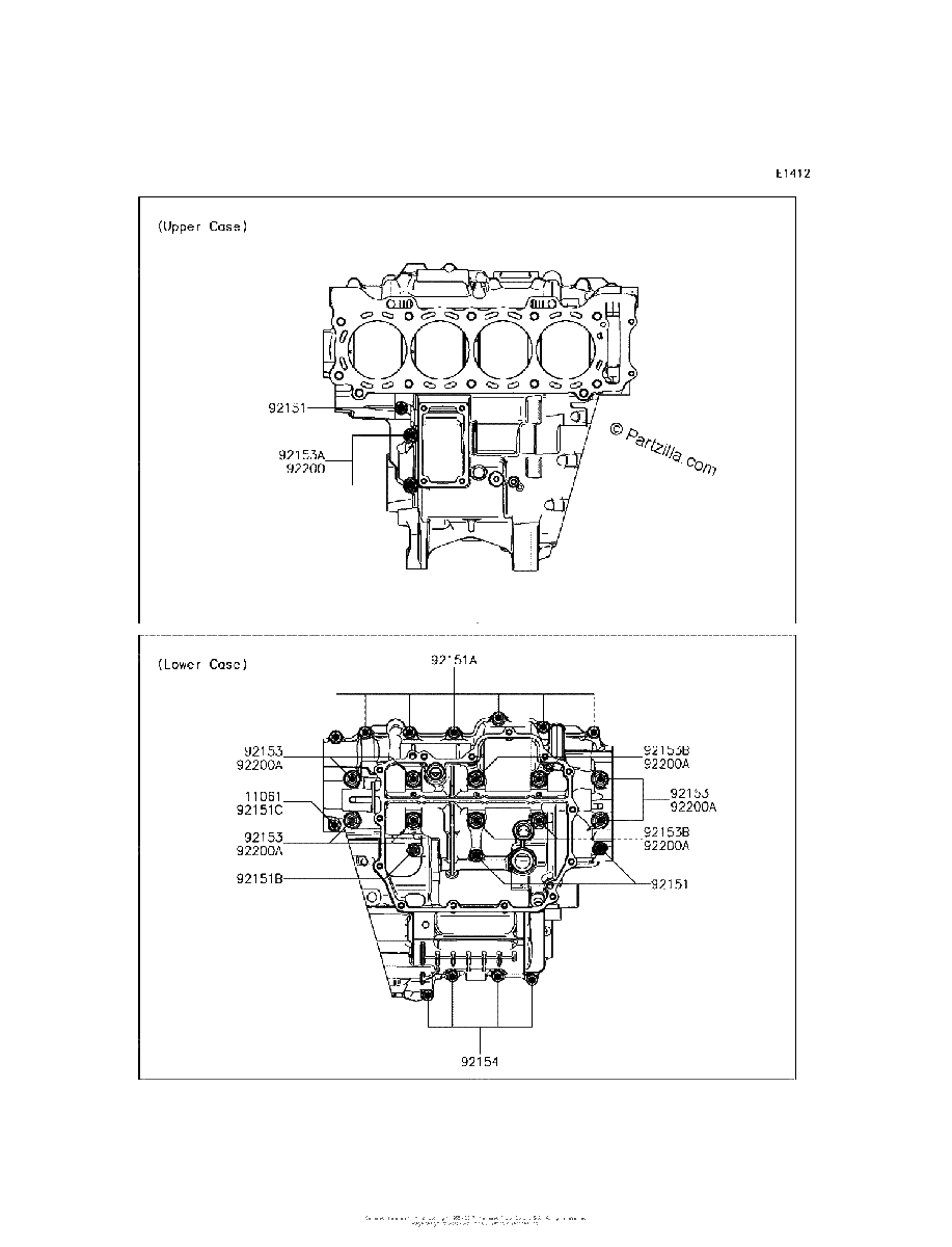 Diagrama de CRANKCASE BOLT PATTERN