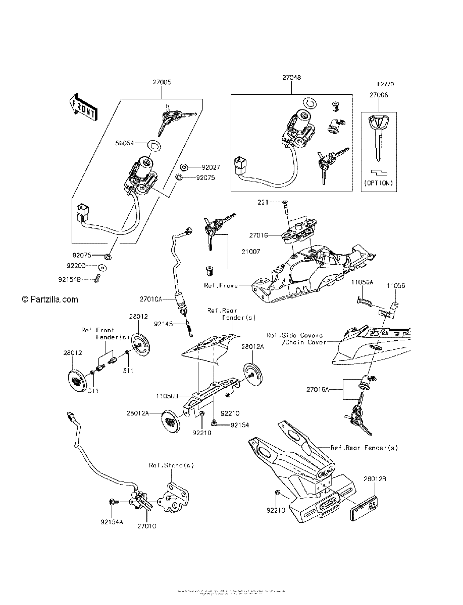 Diagrama de IGNITION SWITCH LOCKS REFLECTORS