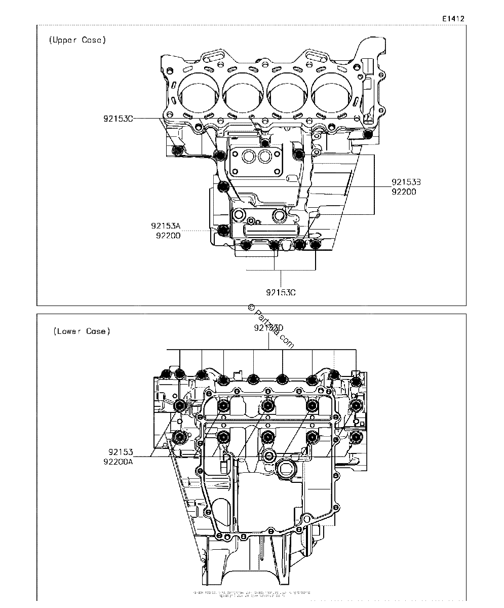 Diagrama de CRANKCASE BOLT PATTERN