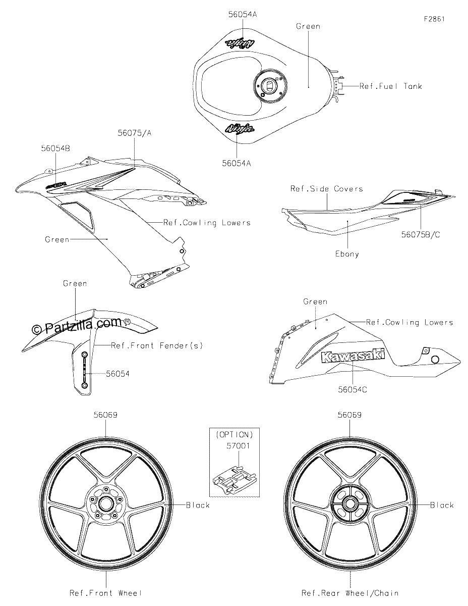 Diagrama de DECALS GREEN FGF CA US