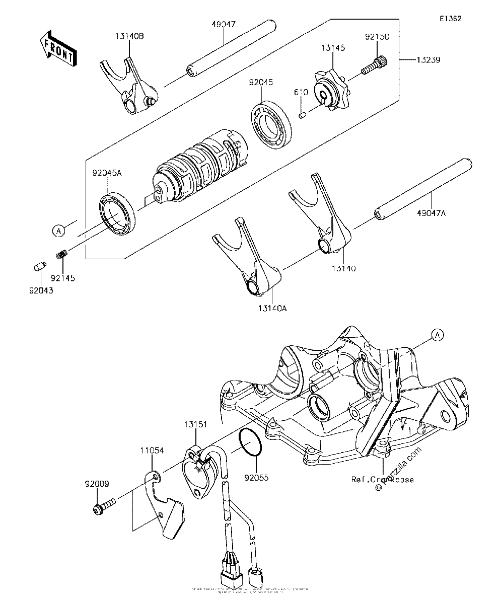 Diagrama de GEAR CHANGE DRUM SHIFT FORK S