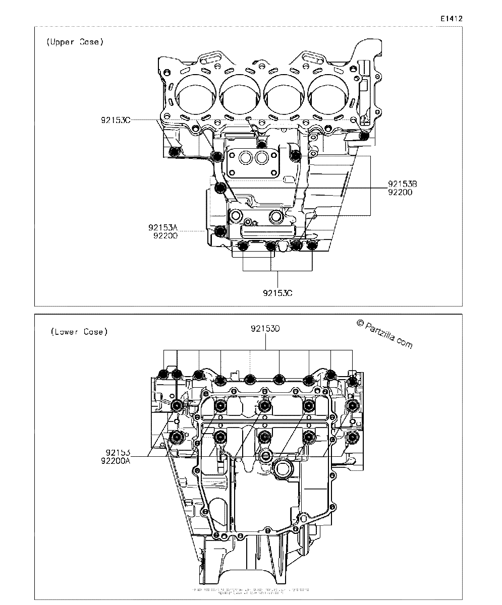 Diagrama de CRANKCASE BOLT PATTERN
