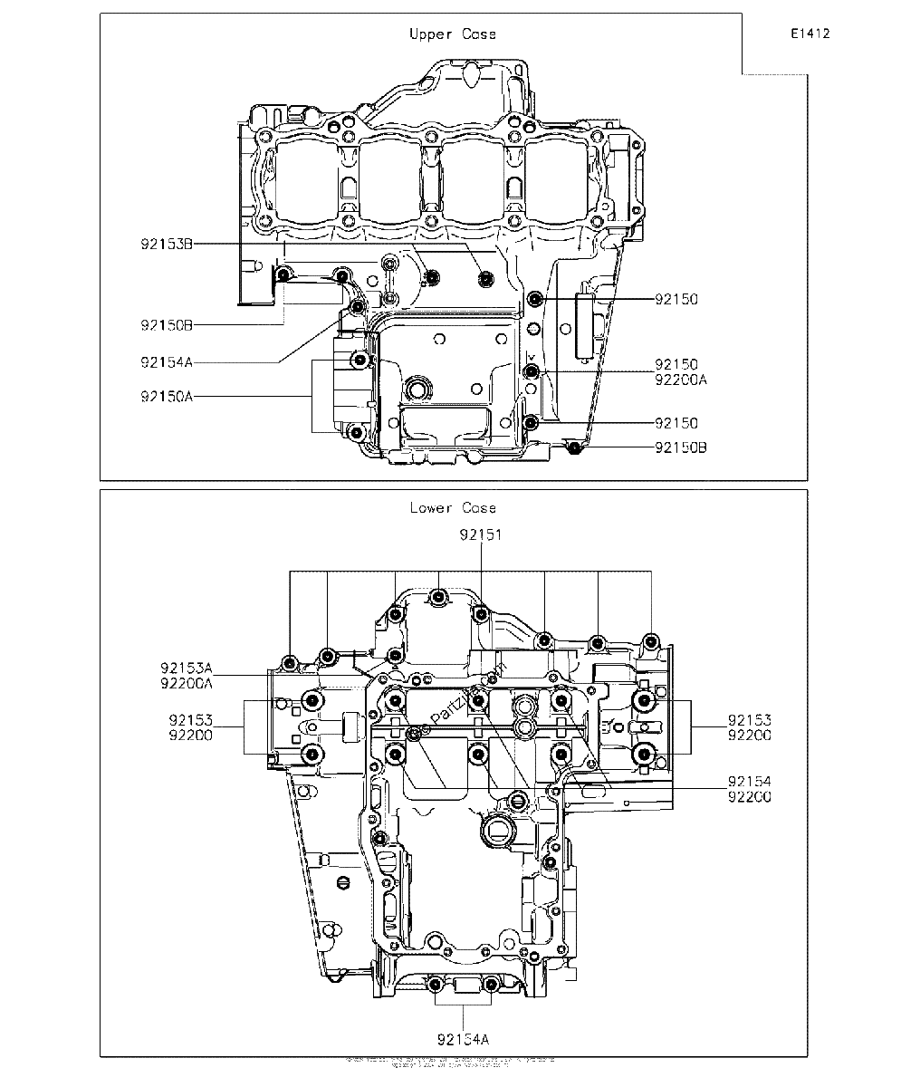 Diagrama de CRANKCASE BOLT PATTERN