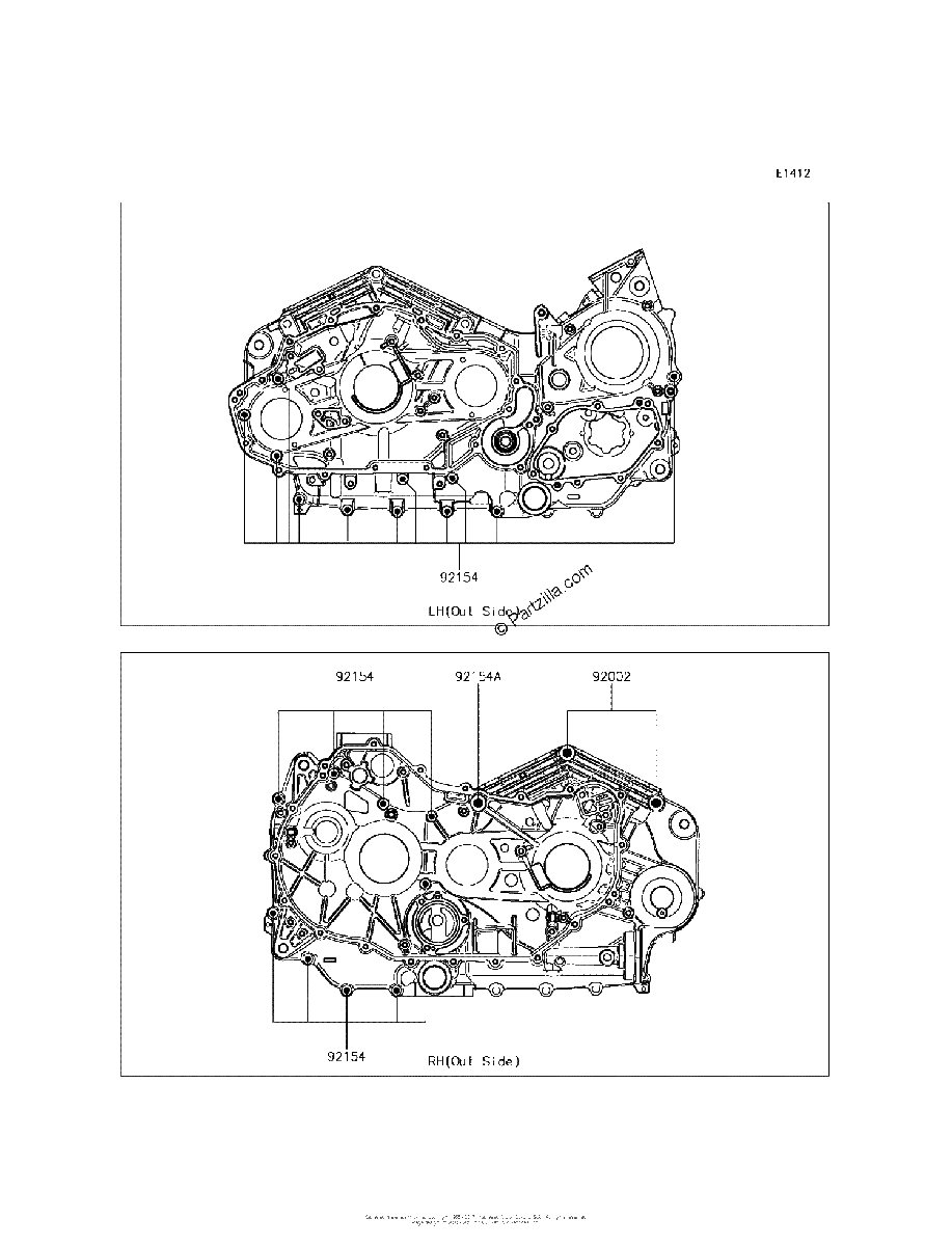 Diagrama de CRANKCASE BOLT PATTERN