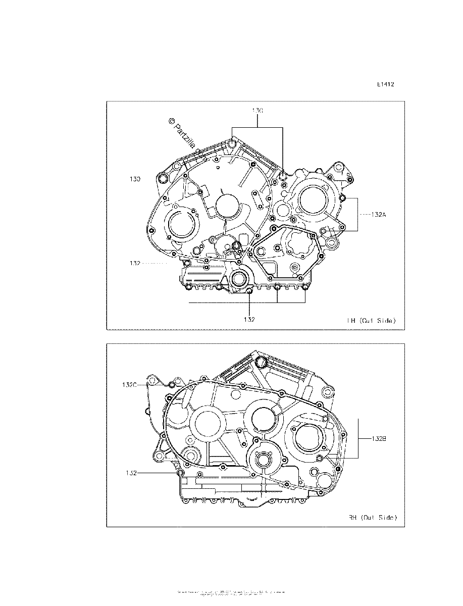 Diagrama de CRANKCASE BOLT PATTERN