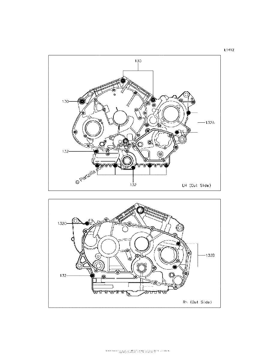 Diagrama de CRANKCASE BOLT PATTERN