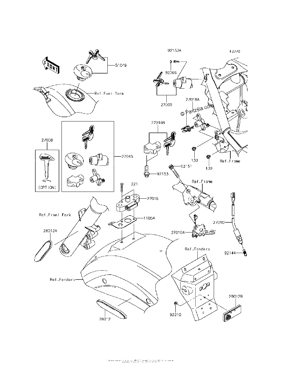 Diagrama de IGNITION SWITCH LOCKS REFLECTORS