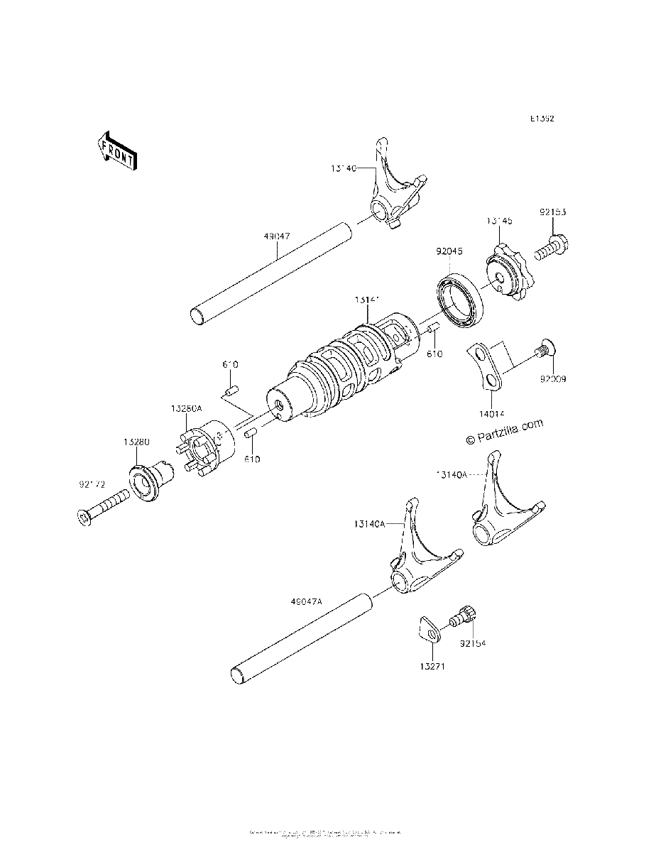 Diagrama de GEAR CHANGE DRUM SHIFT FORK S