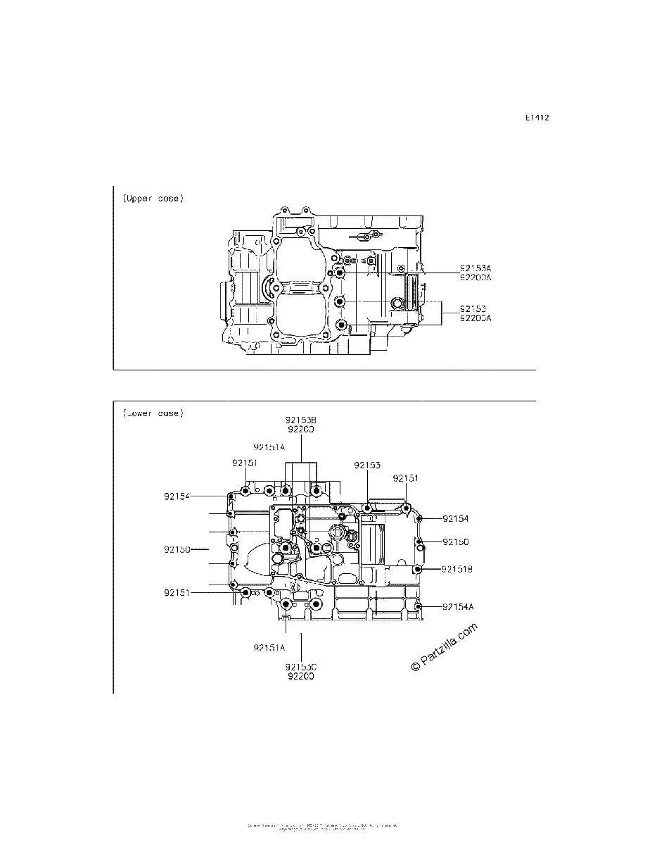 Diagrama de CRANKCASE BOLT PATTERN