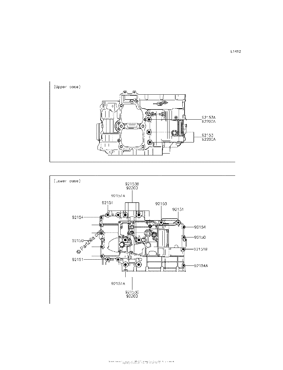 Diagrama de CRANKCASE BOLT PATTERN