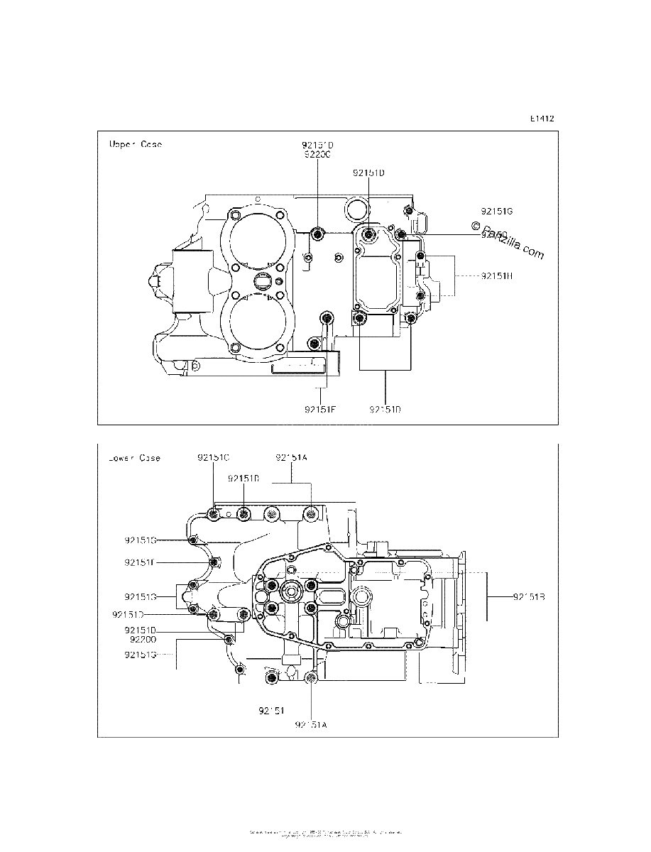 Diagrama de CRANKCASE BOLT PATTERN