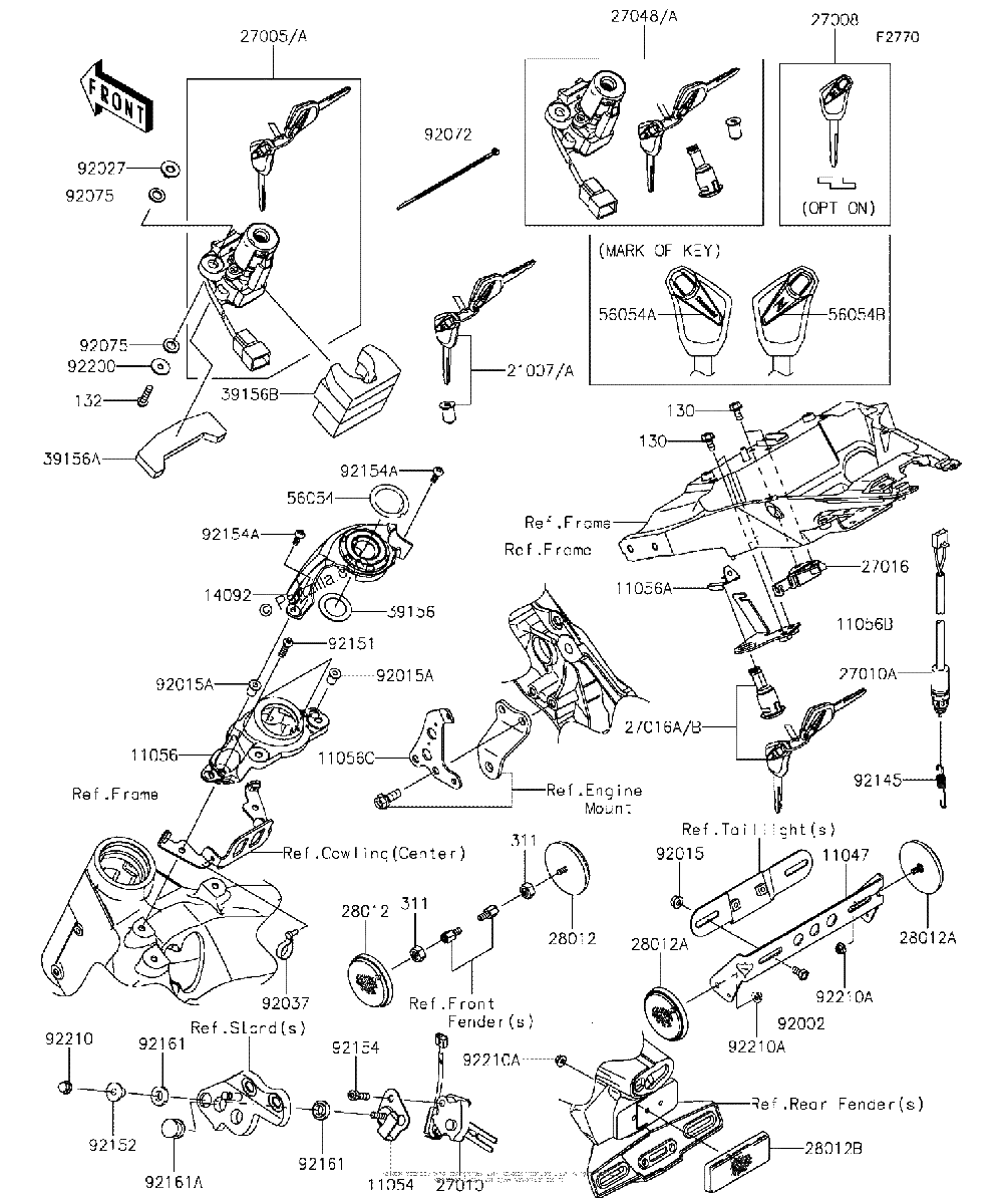 Diagrama de IGNITION SWITCH LOCKS REFLECTORS
