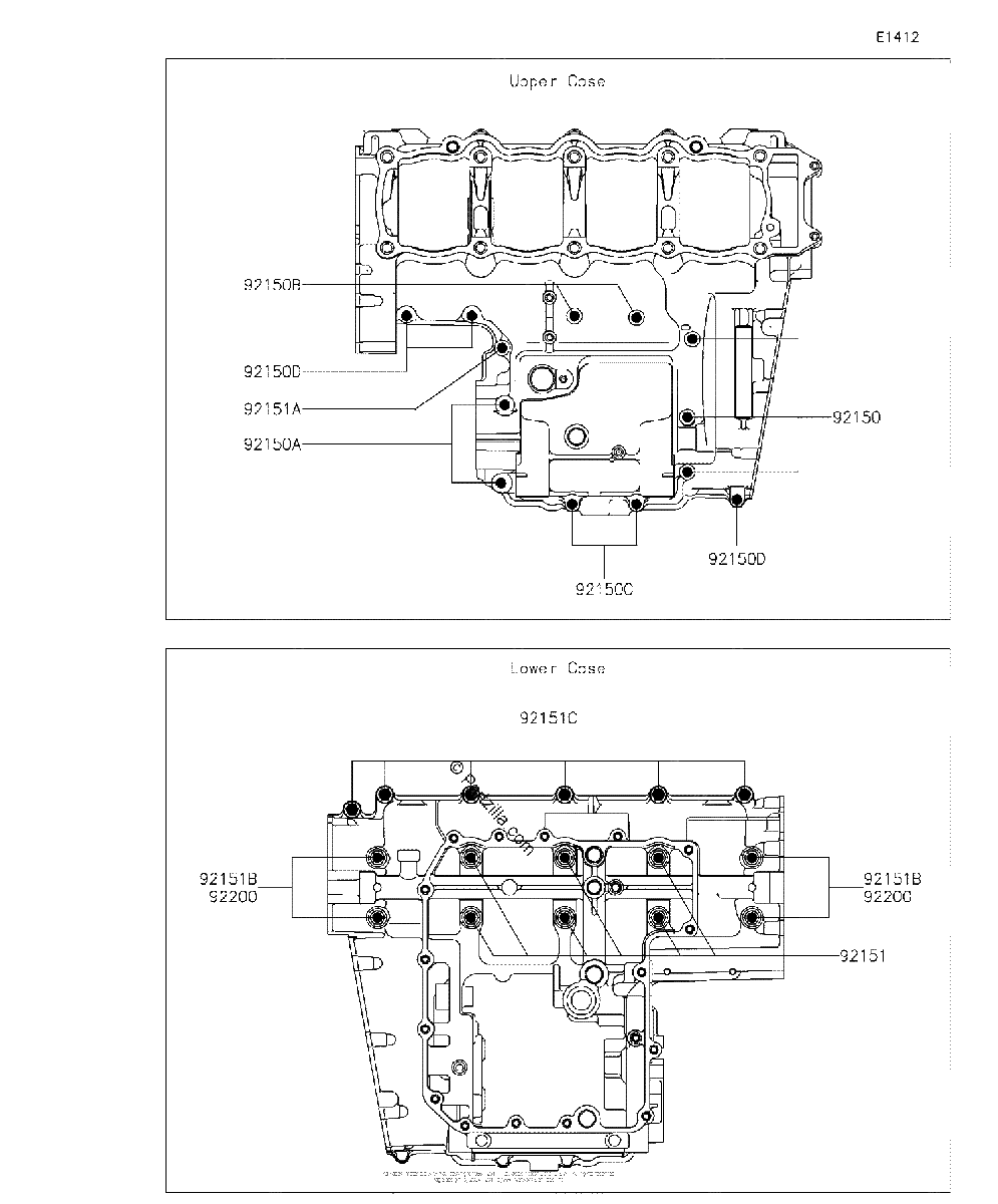 Diagrama de CRANKCASE BOLT PATTERN