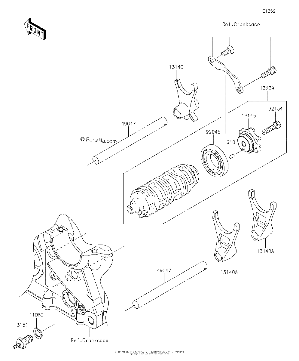 Diagrama de GEAR CHANGE DRUM SHIFT FORK S