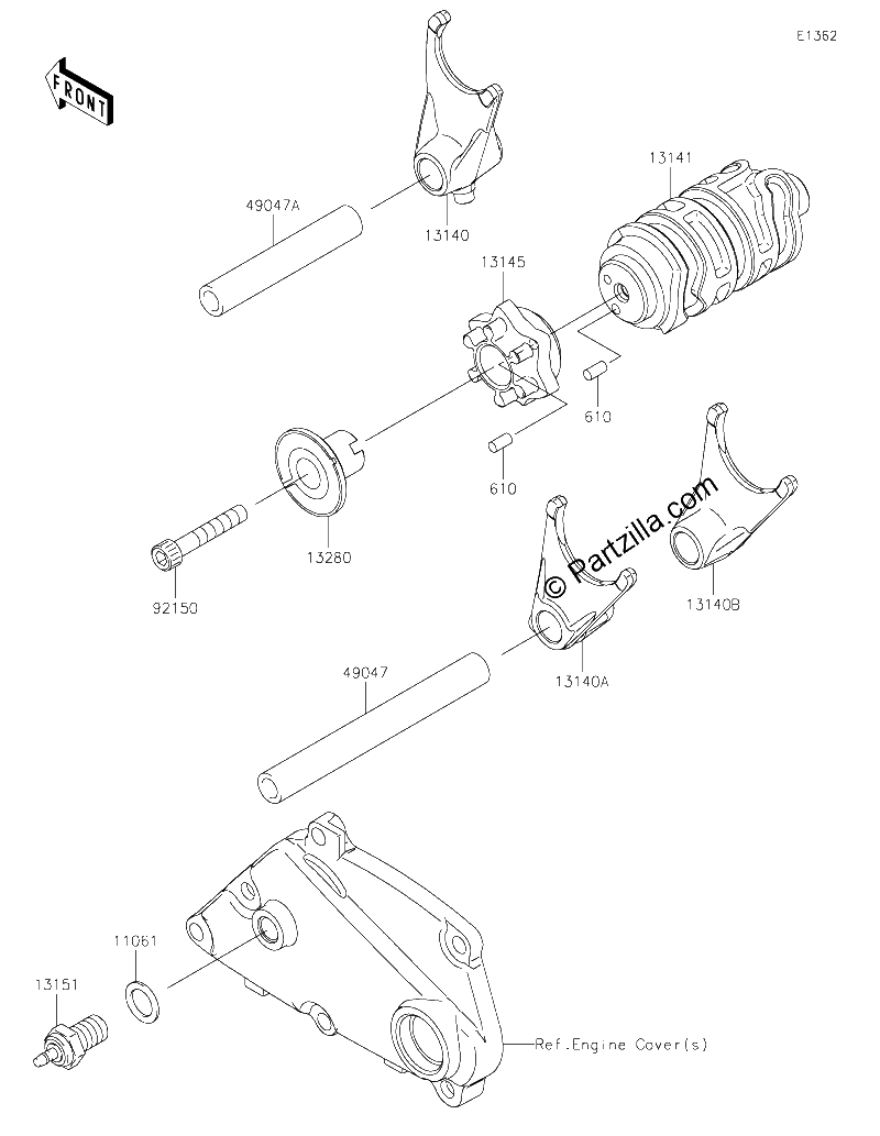 Diagrama de GEAR CHANGE DRUM SHIFT FORK S