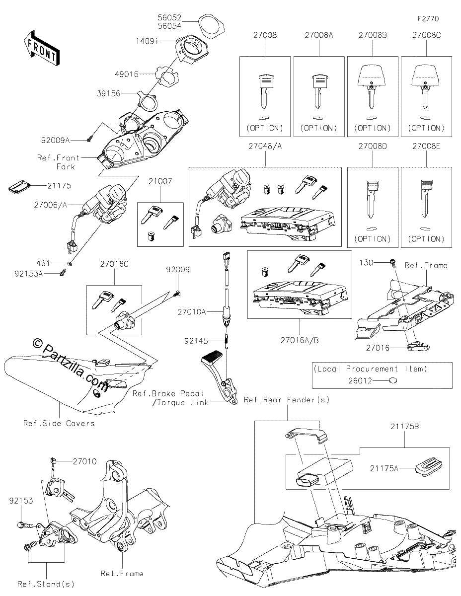 Diagrama de IGNITION SWITCH LOCKS REFLECTORS