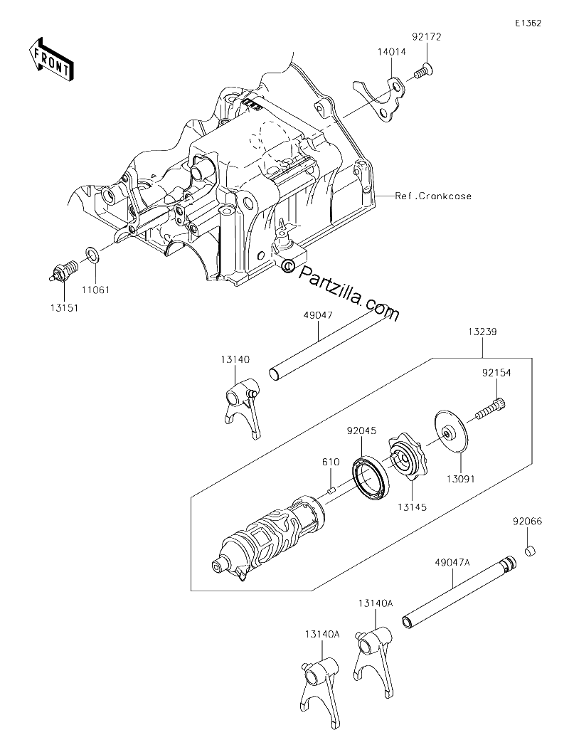 Diagrama de GEAR CHANGE DRUM SHIFT FORK S