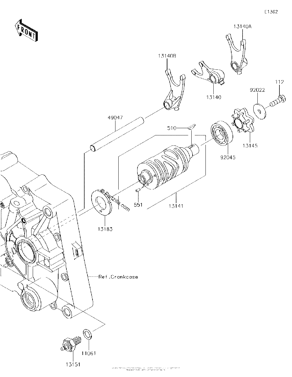 Diagrama de GEAR CHANGE DRUM SHIFT FORK S