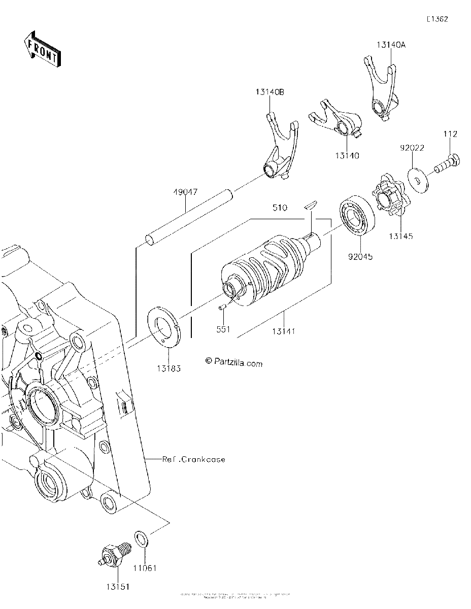 Diagrama de GEAR CHANGE DRUM SHIFT FORK S