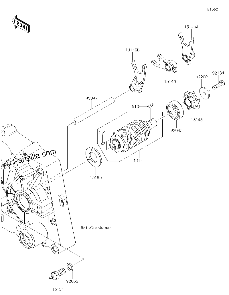 Diagrama de GEAR CHANGE DRUM SHIFT FORK S