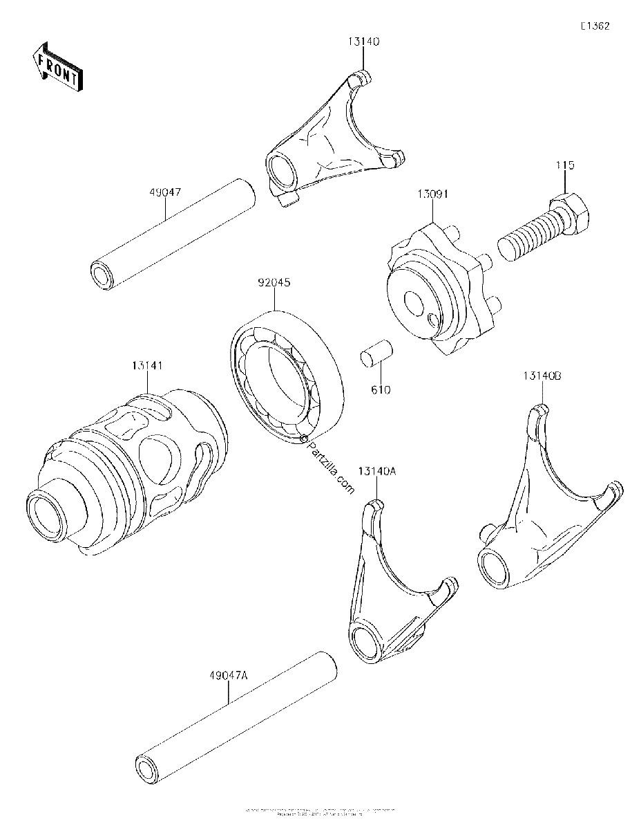 Diagrama de GEAR CHANGE DRUM SHIFT FORK S