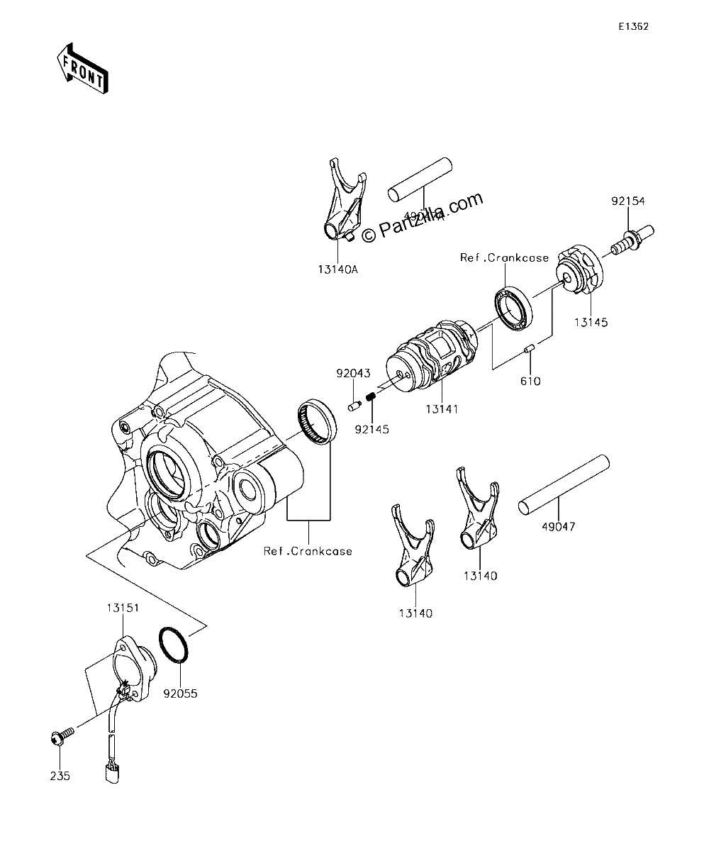 Diagrama de GEAR CHANGE DRUM SHIFT FORK S