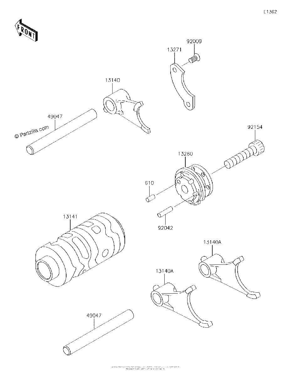 Diagrama de GEAR CHANGE DRUM SHIFT FORK S