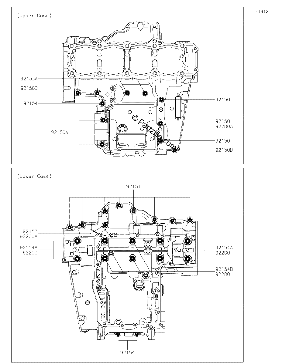 Diagrama de CRANKCASE BOLT PATTERN