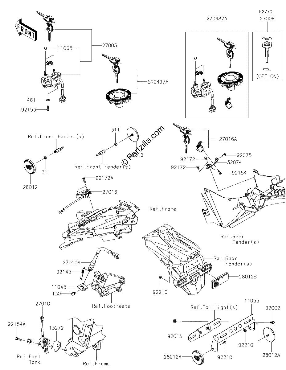 Diagrama de IGNITION SWITCH LOCKS REFLECTORS