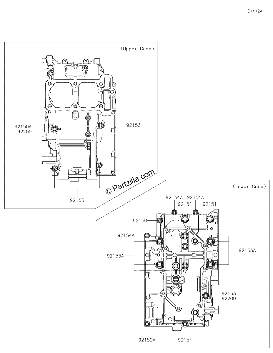 Diagrama de CRANKCASE BOLT PATTERN EX300AEA99330