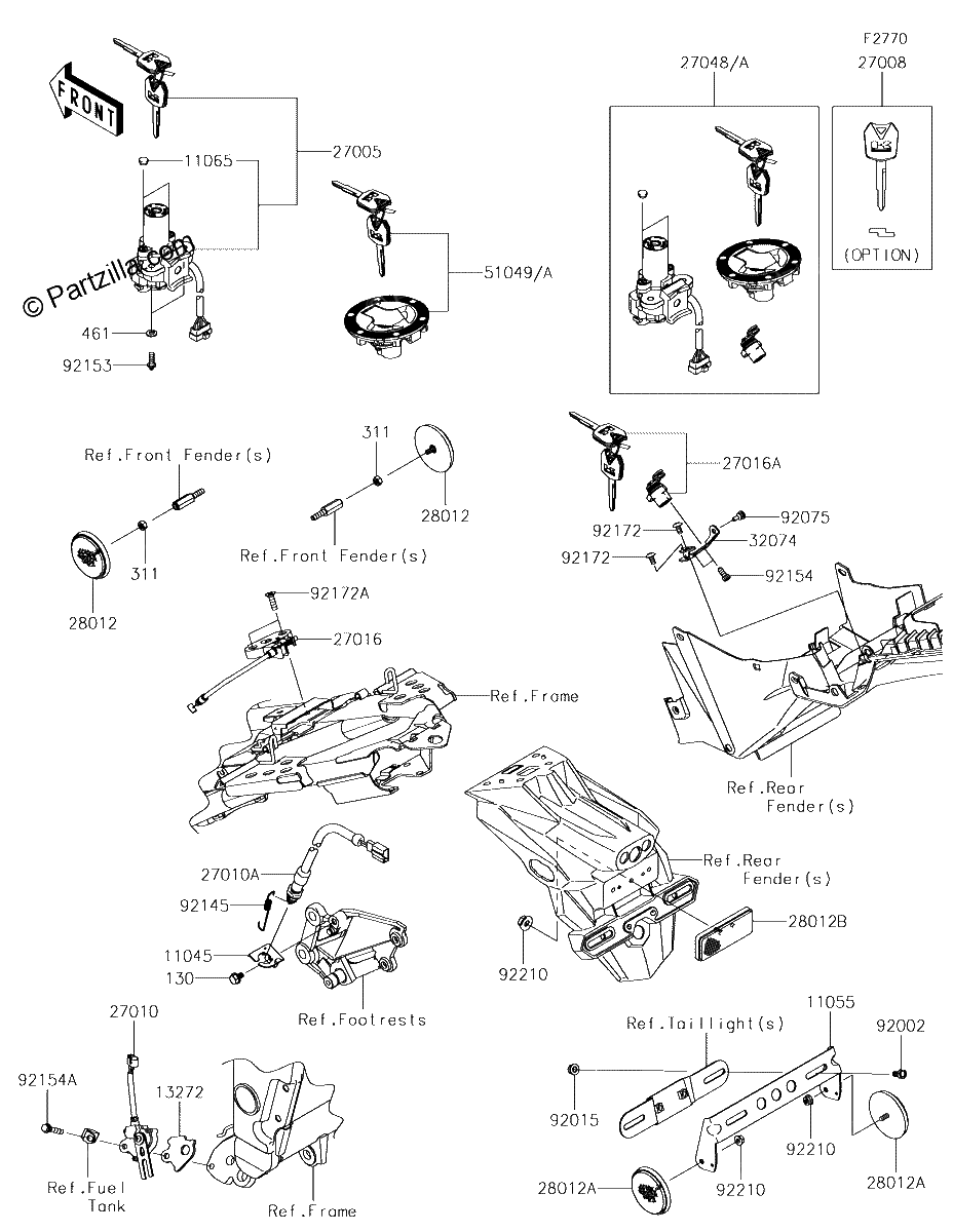 Diagrama de IGNITION SWITCH LOCKS REFLECTORS