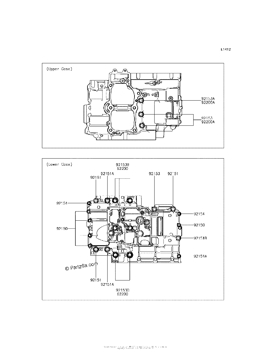 Diagrama de CRANKCASE BOLT PATTERN