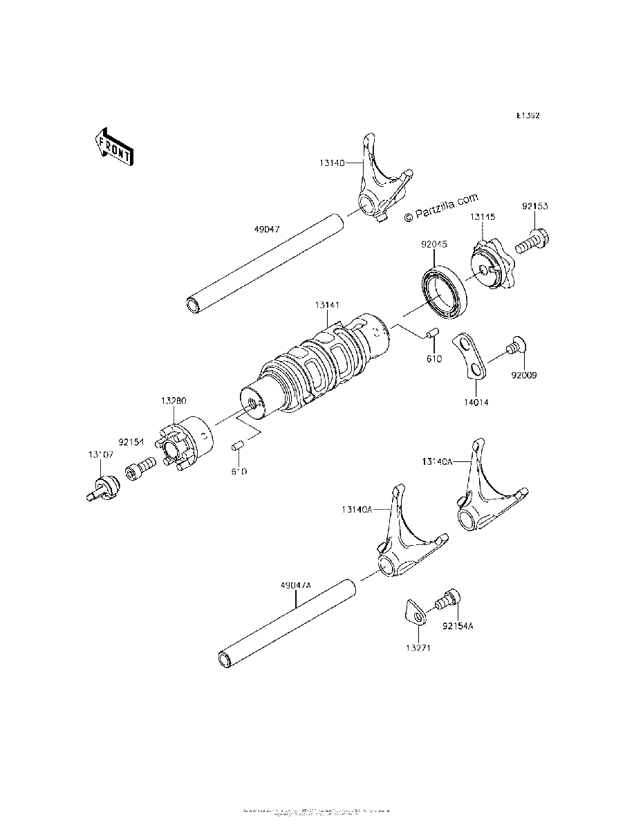 Diagrama de GEAR CHANGE DRUM SHIFT FORK S