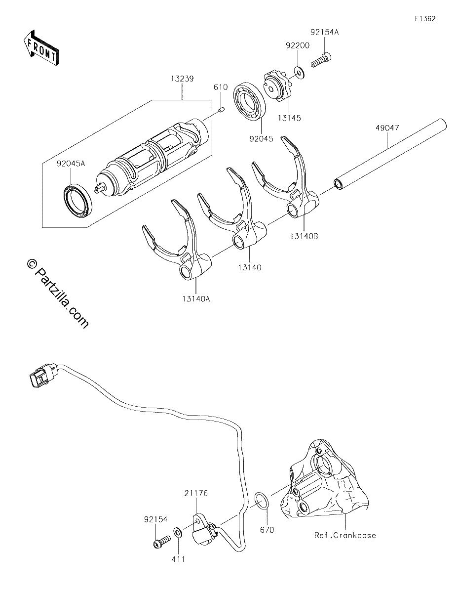 Diagrama de GEAR CHANGE DRUM SHIFT FORK S