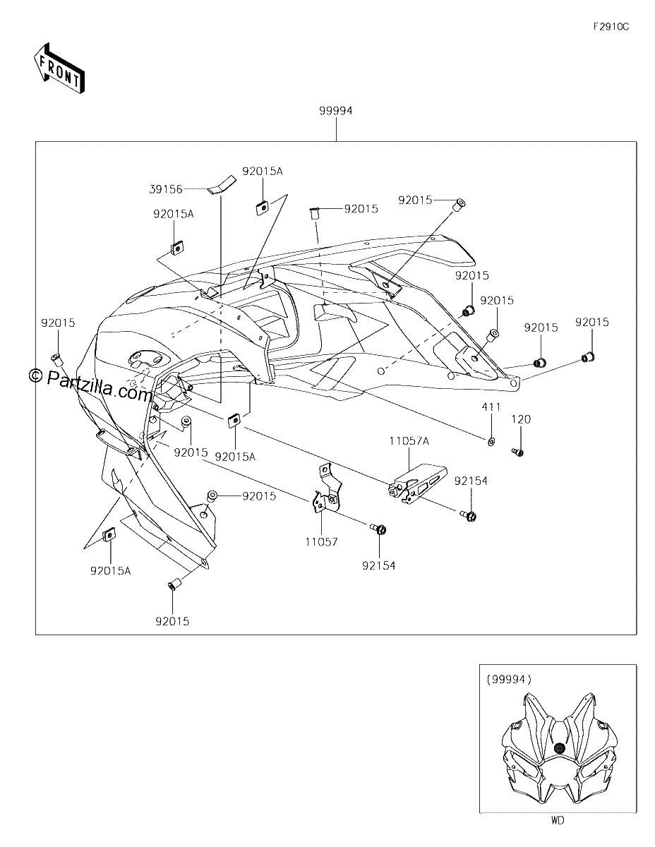 Diagrama de ACCESSORY CARBON COWLING KIT XHF XJF